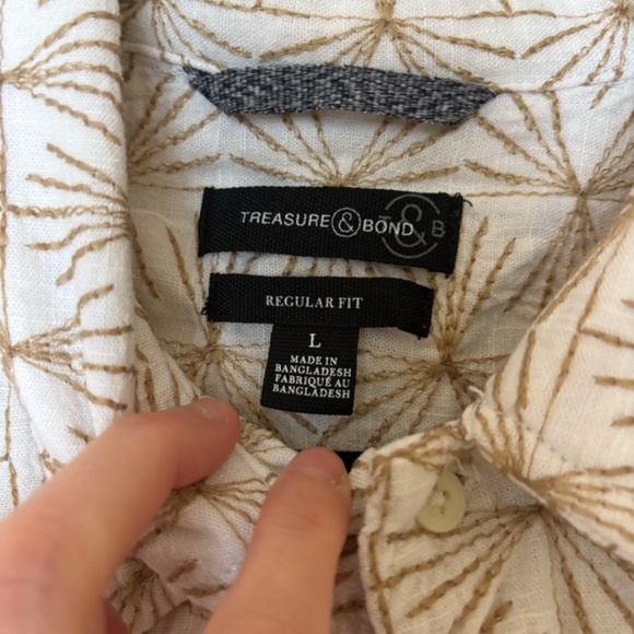 Men's Linen / Viscose Button Down Shirt with front pocket Size Large - Picture 3 of 7